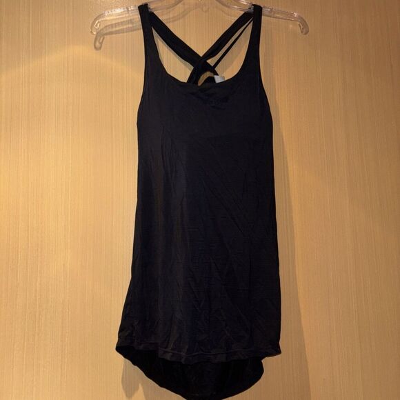 Athleta Women's Transcendence Black Stripe Tank Top Sports Bra Active Small - Picture 1 of 13